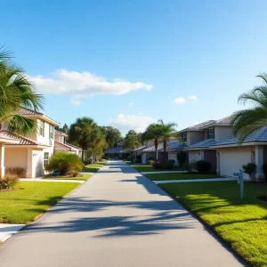 Neighborhood in Pinellas County undergoing home repairs after hurricane damage