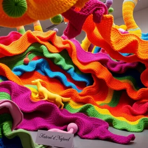 Colorful crocheted installation inspired by nature at the Morean Arts Center