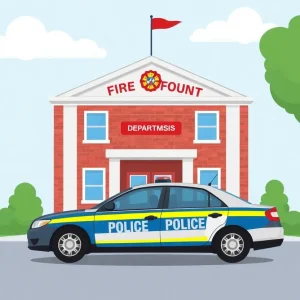 Fire department building with a police presence