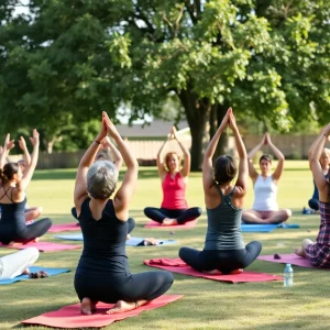 Community yoga class supporting hurricane victims