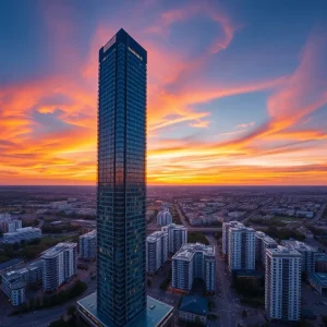 View of the 400 Central Condominium, the tallest residential building in St. Petersburg