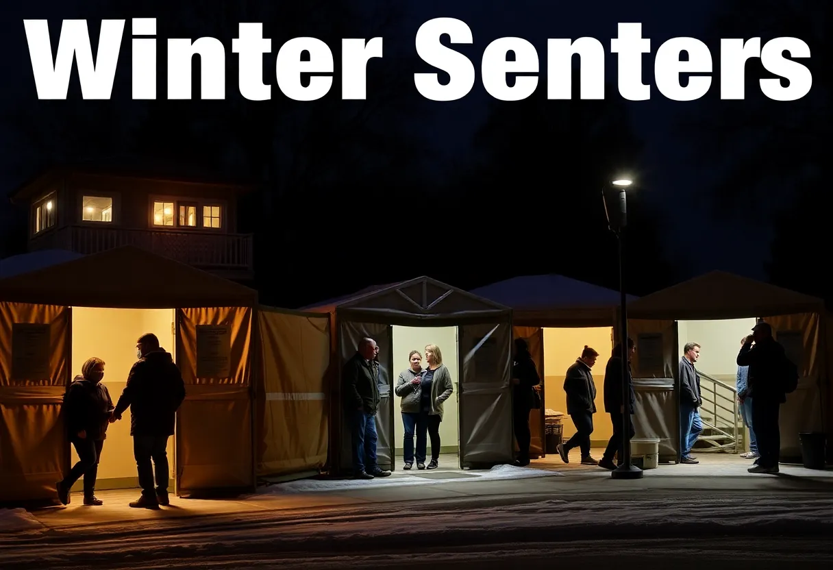 People entering warm shelters during the cold night in Pinellas County.