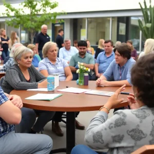 Residents engaged in a community workshop, discussing mobility and transportation.