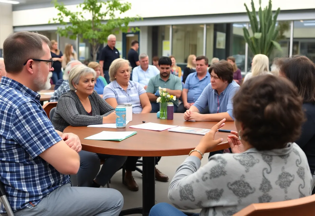 Residents engaged in a community workshop, discussing mobility and transportation.