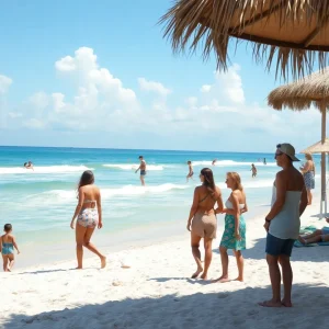 Families enjoying the beach in Florida, symbolizing middle-class living.