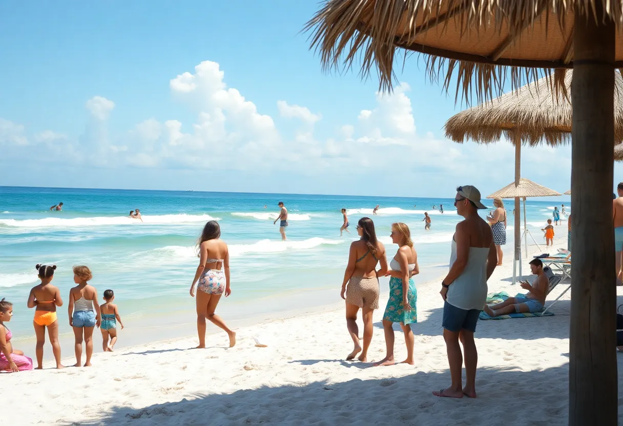 Families enjoying the beach in Florida, symbolizing middle-class living.