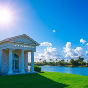 Image of Hancock Whitney Bank with a sunny backdrop of Florida