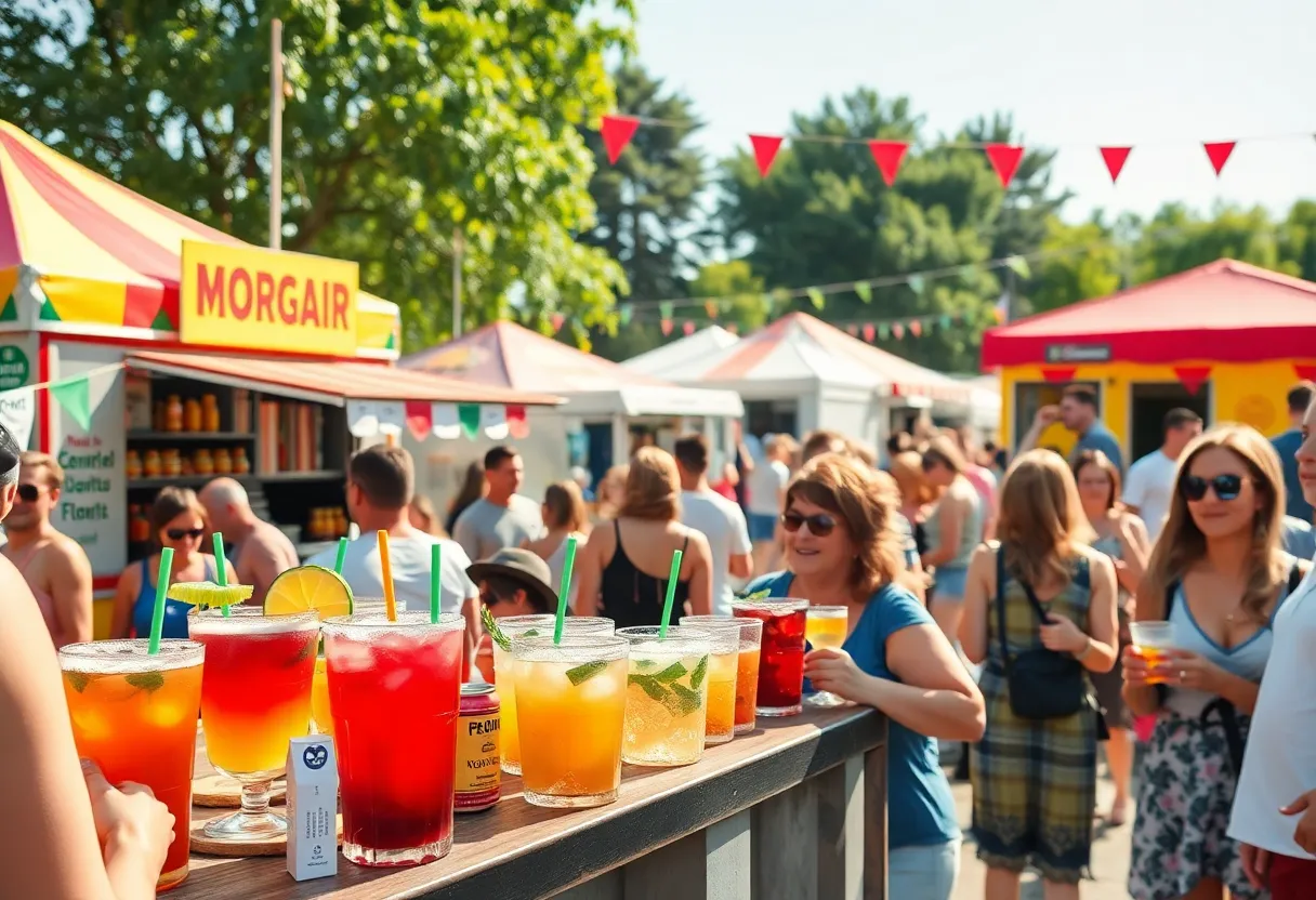 Attendees enjoying non-alcoholic drinks at the High & Dry Festival in St. Petersburg.