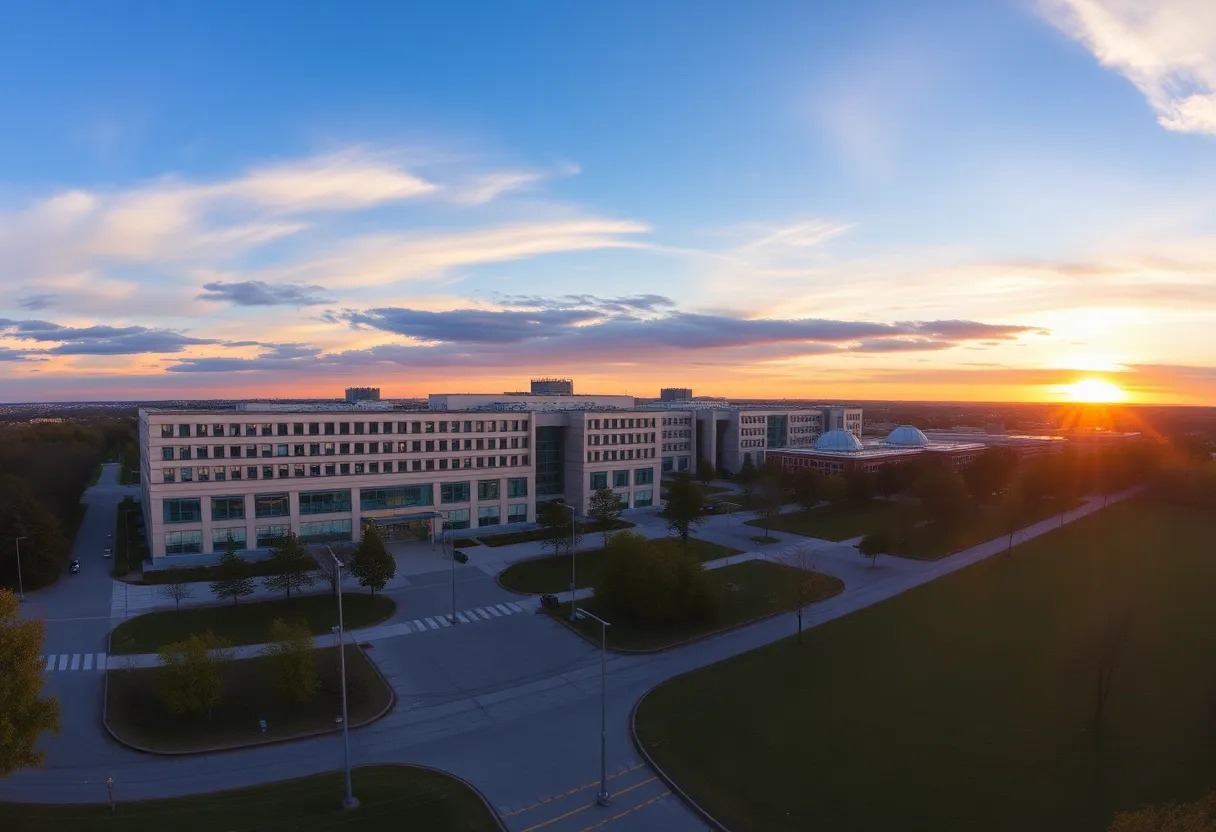 The HSN campus in St. Petersburg during sunset