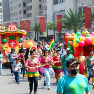 A parade celebrating MLK Day in St. Petersburg, featuring floats and marching bands.