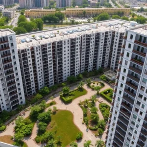 Rendering of the Sky Town residential complex in St. Petersburg