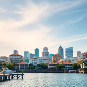 Vibrant skyline of St. Petersburg, Florida with residential buildings and waterfront views