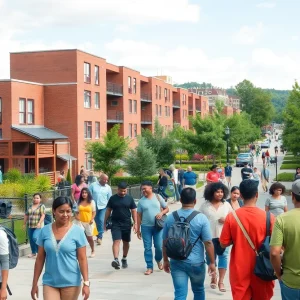 A lively scene of community engagement in a revitalized St. Petersburg neighborhood.