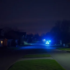 Police lights at a crime scene in St. Petersburg