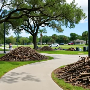 Clean streets of St. Petersburg after storm debris collection