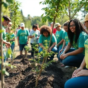 Volunteers planting trees in St. Petersburg after Hurricane Milton