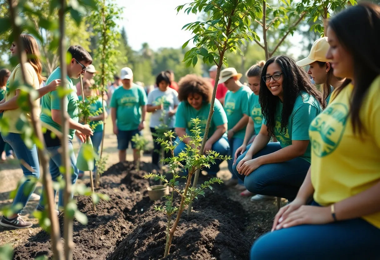 Volunteers planting trees in St. Petersburg after Hurricane Milton