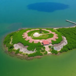 Damaged Tocobaga Shell Mound after hurricane, with visible artifacts and flooding.