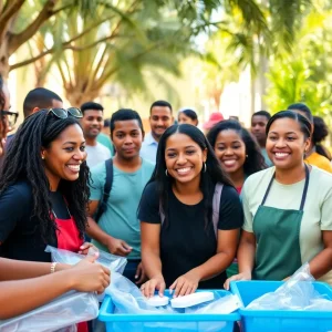 Community members volunteering in Tampa Bay