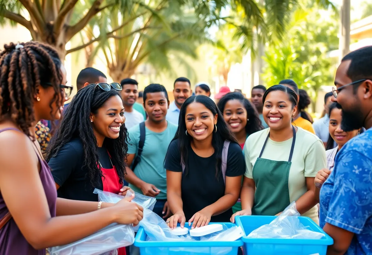 Community members volunteering in Tampa Bay