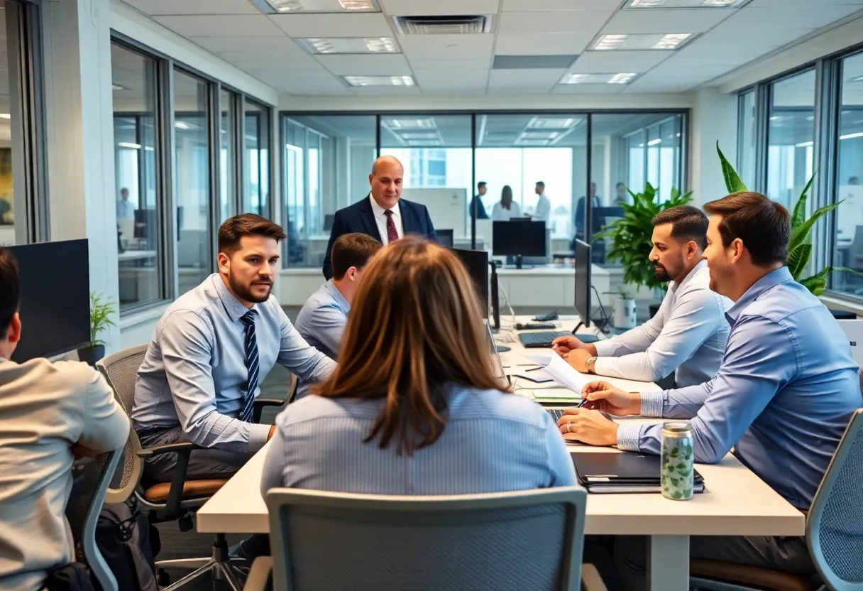 Team of accountants working together in an office