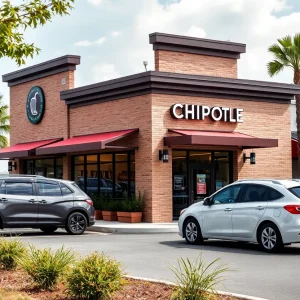 Exterior view of Chipotle's first Chipotlane in St. Petersburg