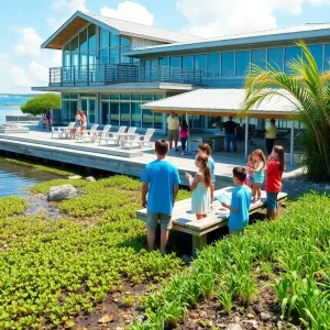 Students learning about marine life at Clam Bayou Marine Education Center