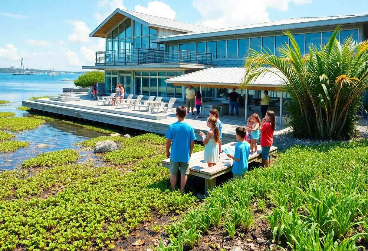 Students learning about marine life at Clam Bayou Marine Education Center