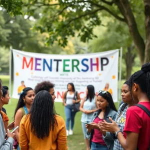 A community gathering of young people and mentors at an event in St. Petersburg.