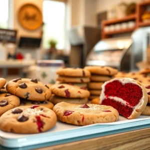 A variety of cookies displayed at Cookie Fueled Mama, including chocolate chip and gluten-free options.