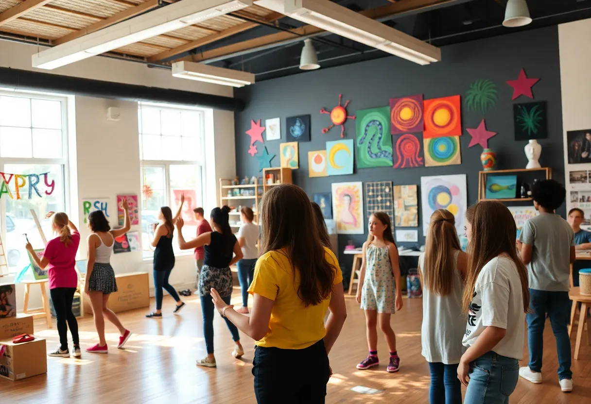 Teens participating in artistic activities at the Arts Conservatory for Teens