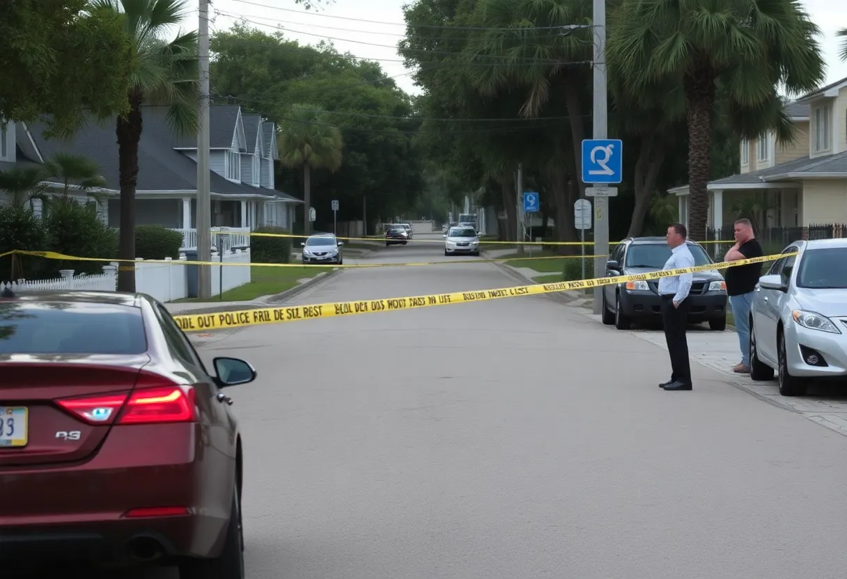 Police tape marking the scene of a double shooting in St. Petersburg, Florida.