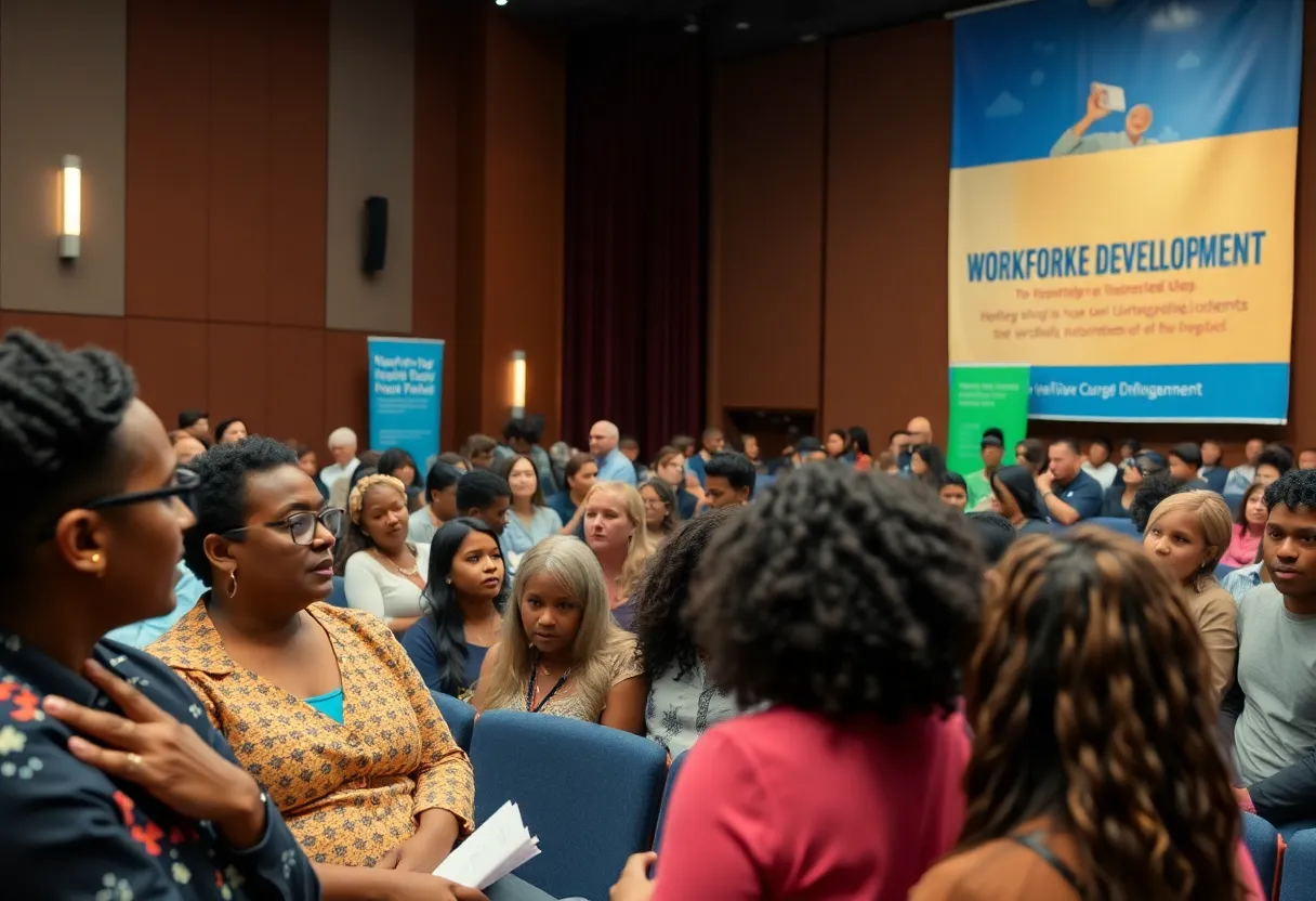 Community event at Mahaffey Theater for the launch of HIRE workforce development program