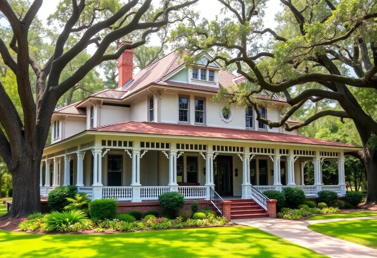 Exterior view of a historic inn in St. Petersburg, showcasing architectural details and gardens.