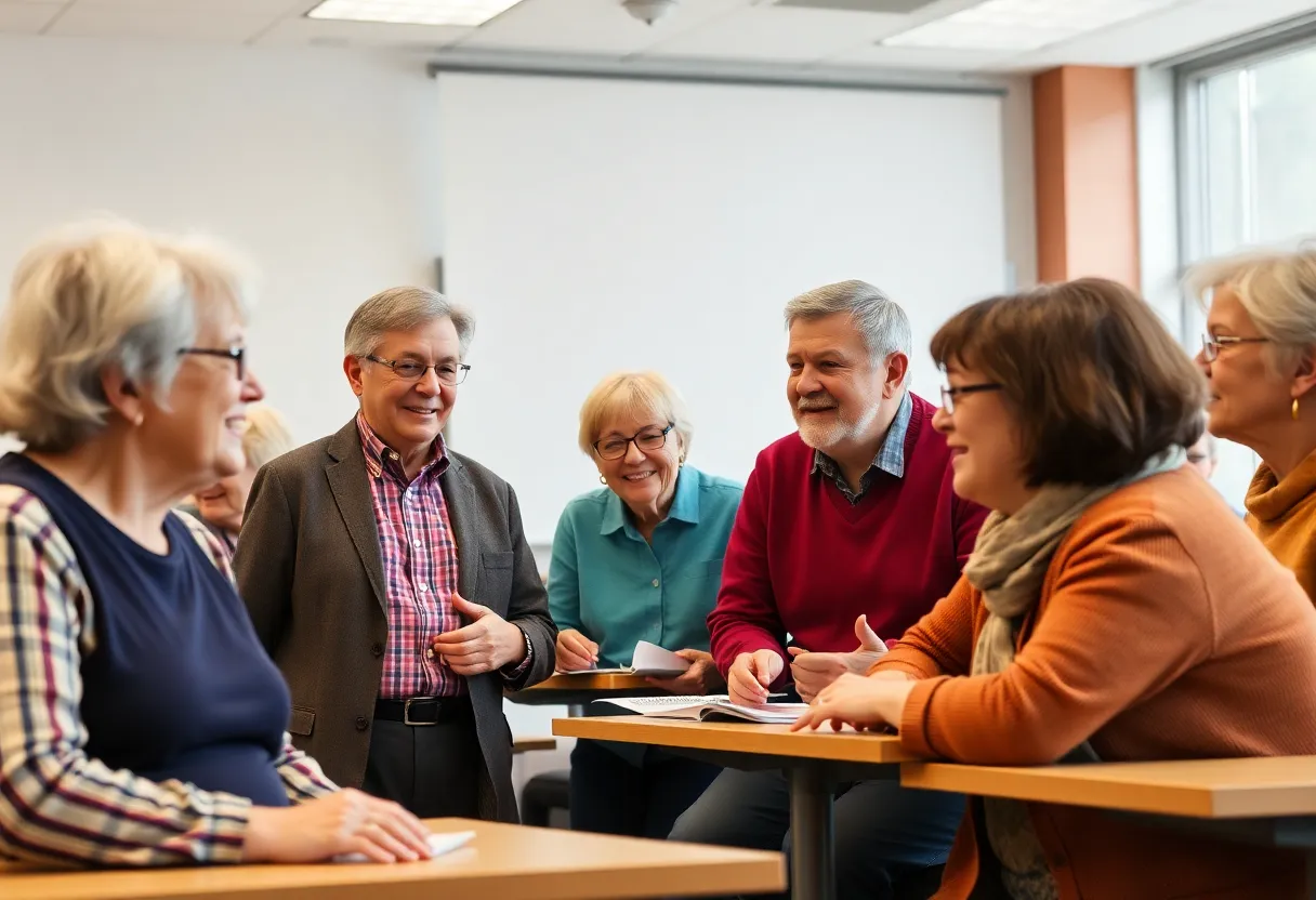 Older adults participating in a classroom setting at USF St. Petersburg.