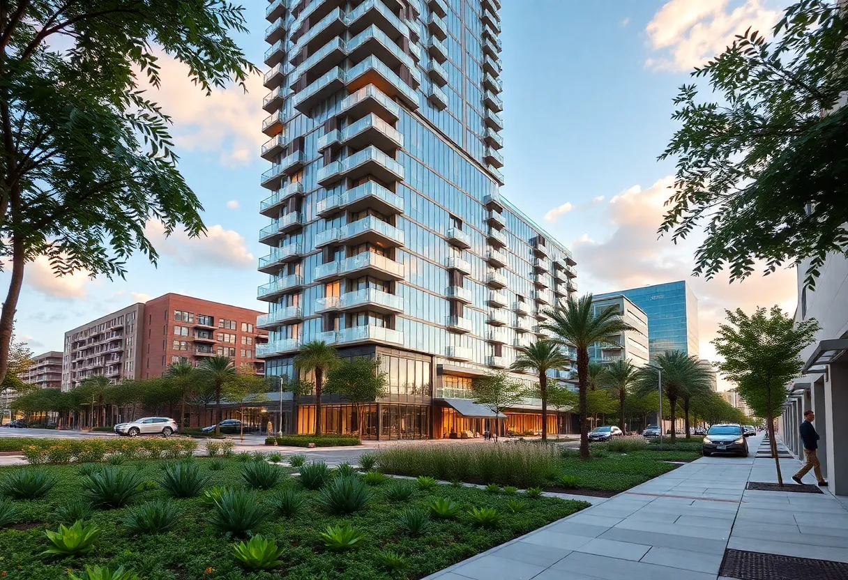 Rendering of the mixed-use apartment tower in St. Petersburg