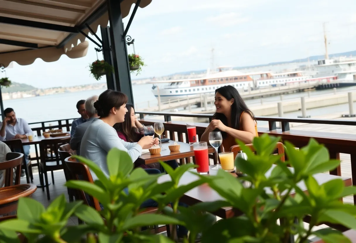 Cozy outdoor café with waterfront view at St. Pete Pier