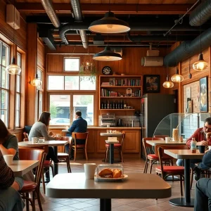 Interior view of Seymour's Coffee with vintage diner design