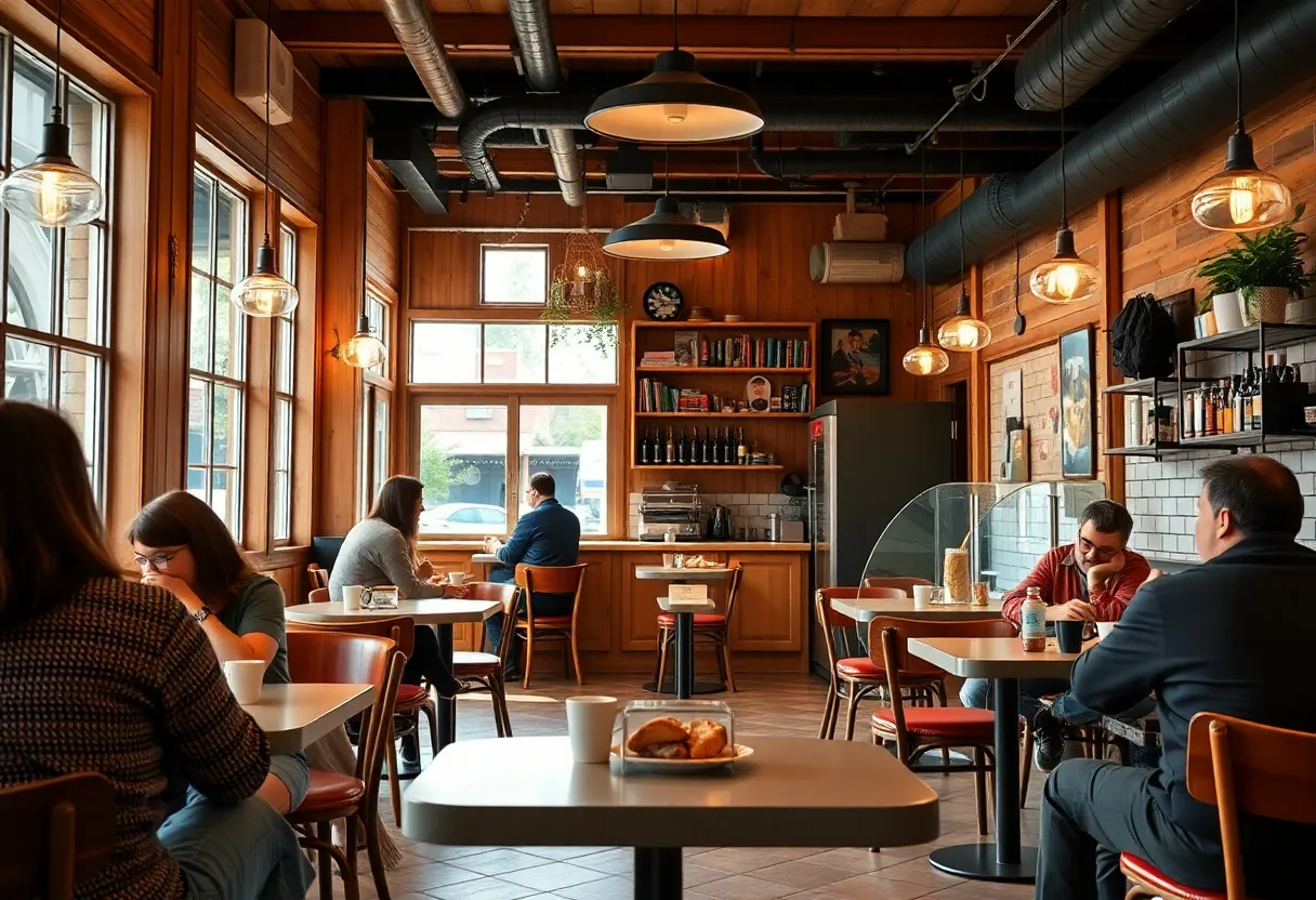 Interior view of Seymour's Coffee with vintage diner design