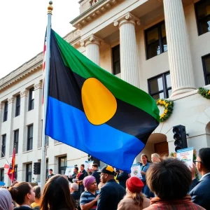 Community members gathered for the flag-raising ceremony for Black History Month in St. Petersburg