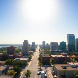 Cityscape of St. Petersburg, Florida showcasing recovery efforts.