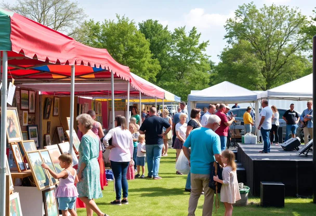 Community festival with artists, families, and live music in Azalea Park.