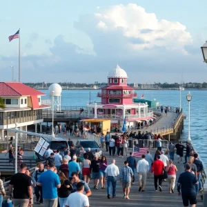 Leaders and representatives gathering at St. Petersburg Pier for a cultural and economic collaboration event