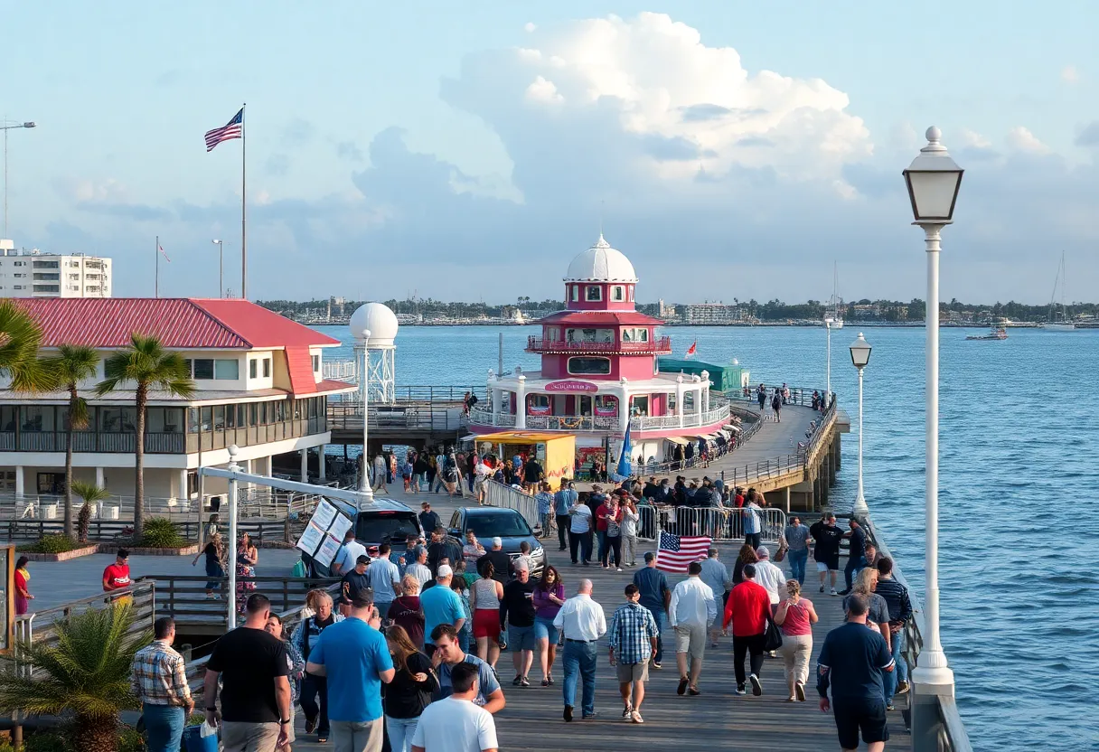 Leaders and representatives gathering at St. Petersburg Pier for a cultural and economic collaboration event