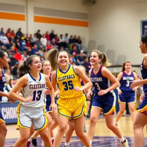 St. Petersburg girls basketball team celebrating their victory against Countryside