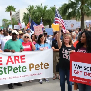 Community rally in St. Petersburg for hurricane relief fund.