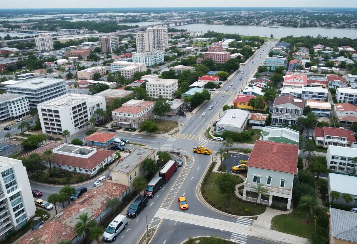 Aerial view of St. Petersburg showing hurricane recovery efforts