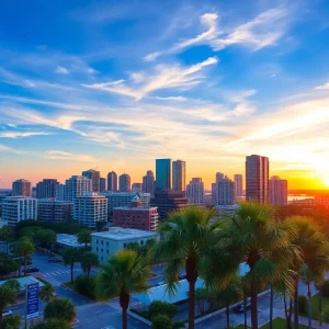 Skyline of St. Petersburg, Florida at sunset