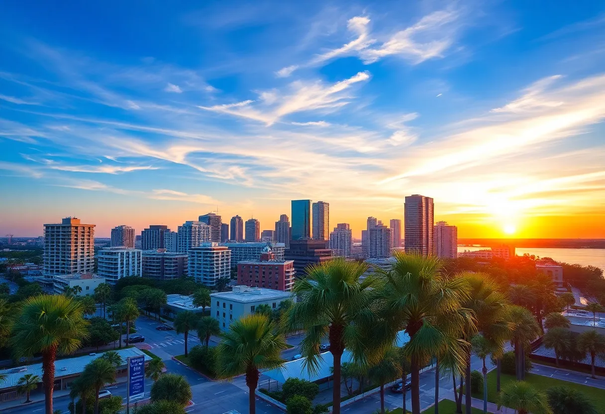 Skyline of St. Petersburg, Florida at sunset