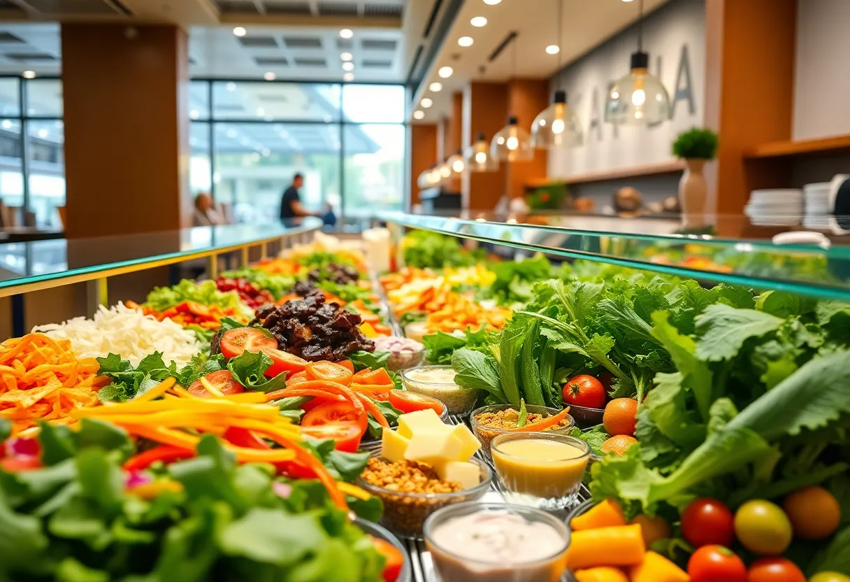 TOSS Salads and Wraps interior with salad bar